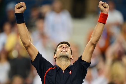 Novak Djokovic after winning Del Potro in the US Open 2012 Quarterfinal